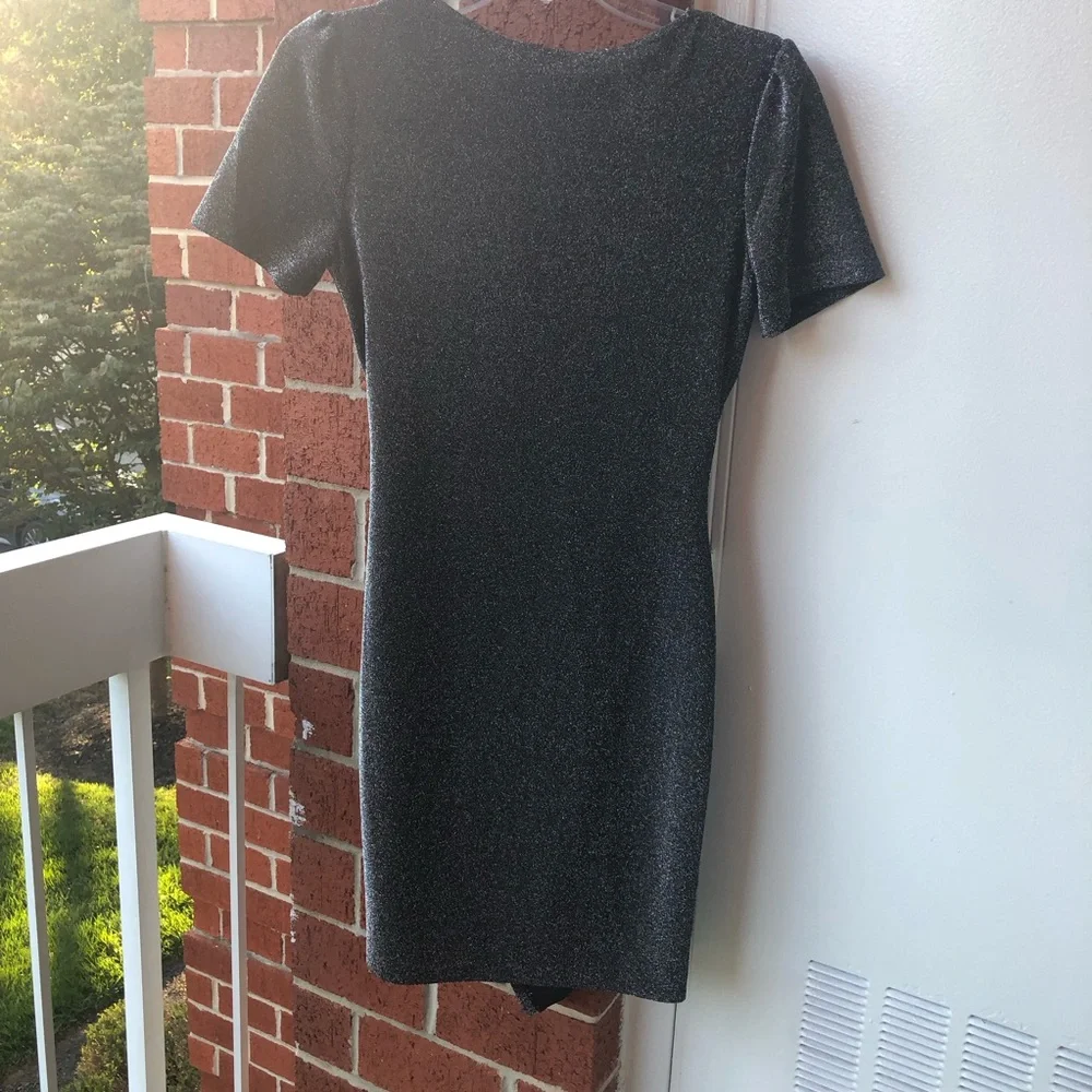APRICOT Black Shimmer Mini Dress —#063 - Picture 7 of 15